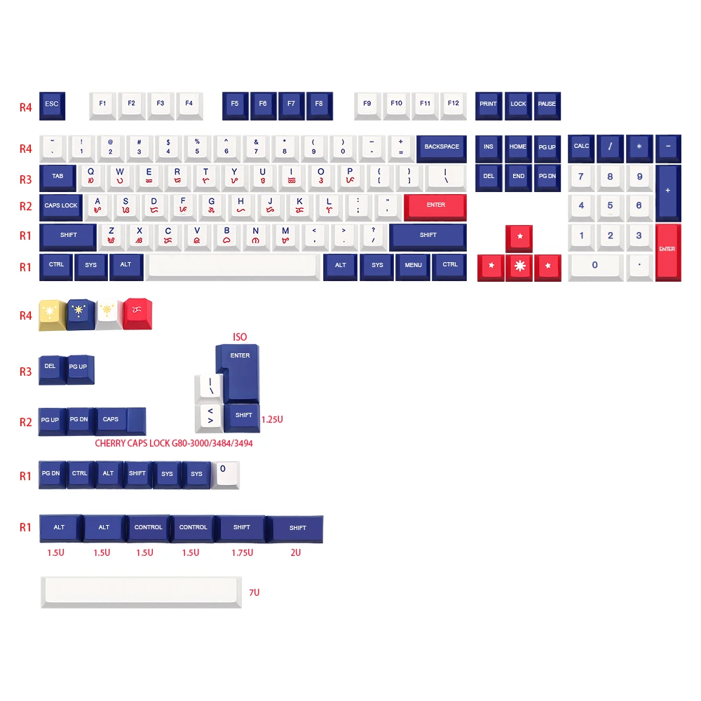 

131 Key Katha Keycap Set Cherry Profile PBT Keycaps Set for 61/64/68/KBD75/84/RK836/87/96/980/104/108 Mechanical Keyboard Keycap