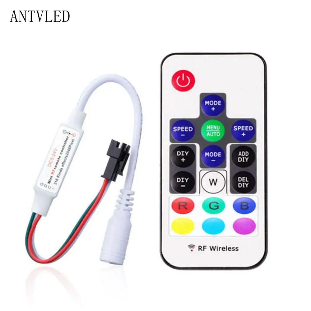 USB/DC MINI 3Keys RF 14/17/21Keys Led Tape Remote Controller forWS2811 WS2812B SK6812 Led Pixels Strip Light Controller , DC5-24