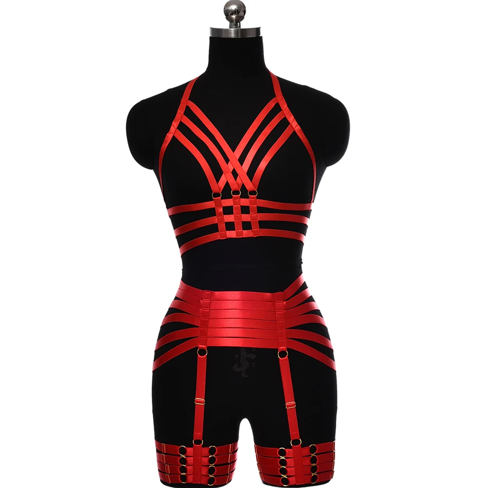 BONDAGE STRAPPY Crop Top Harness Body Cage Punk Sexy Lingerie Bodysuit Women Body Harness Belt Wedding Goth Stocking Garter