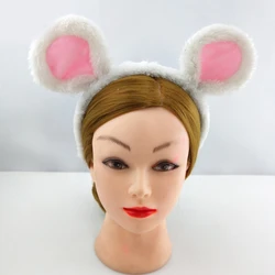 Soft Bear Ears Headbands Plush Mouse Ears Hair Hoop for Washing Face Cartoon Animal Hairbands Halloween Costume
