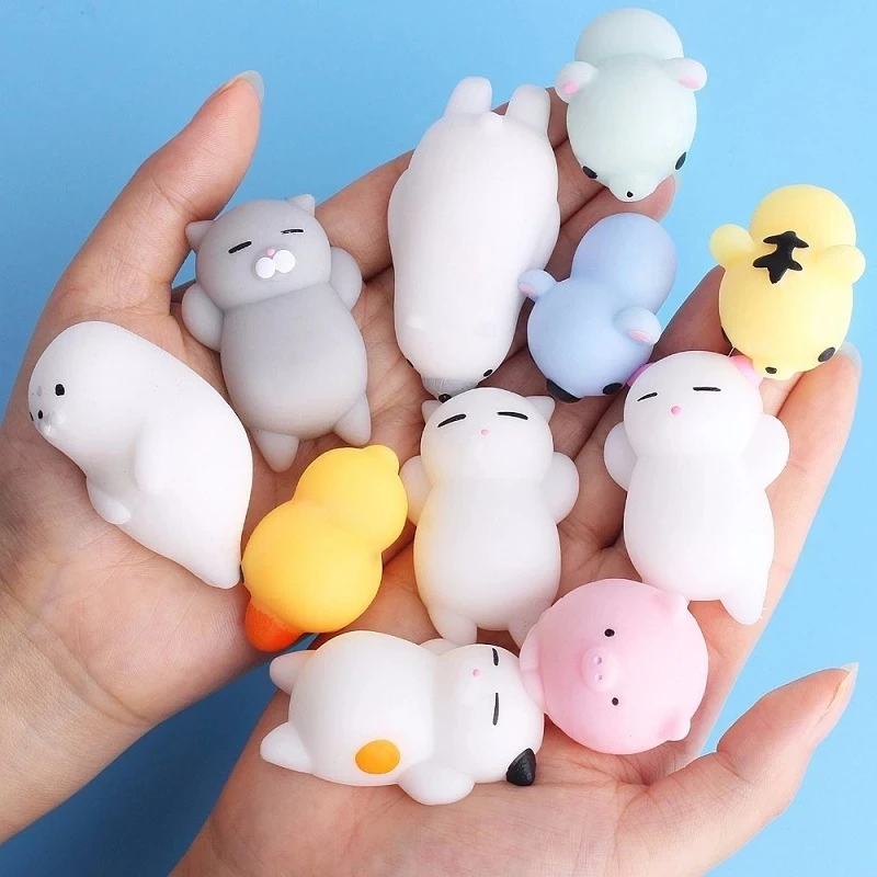 Squishy Mini Cat Animals Fidget Toys Slow Rising Antistress Ball Soft Squeeze Change Color Dolls Stress Relief Fun for Kid Gift