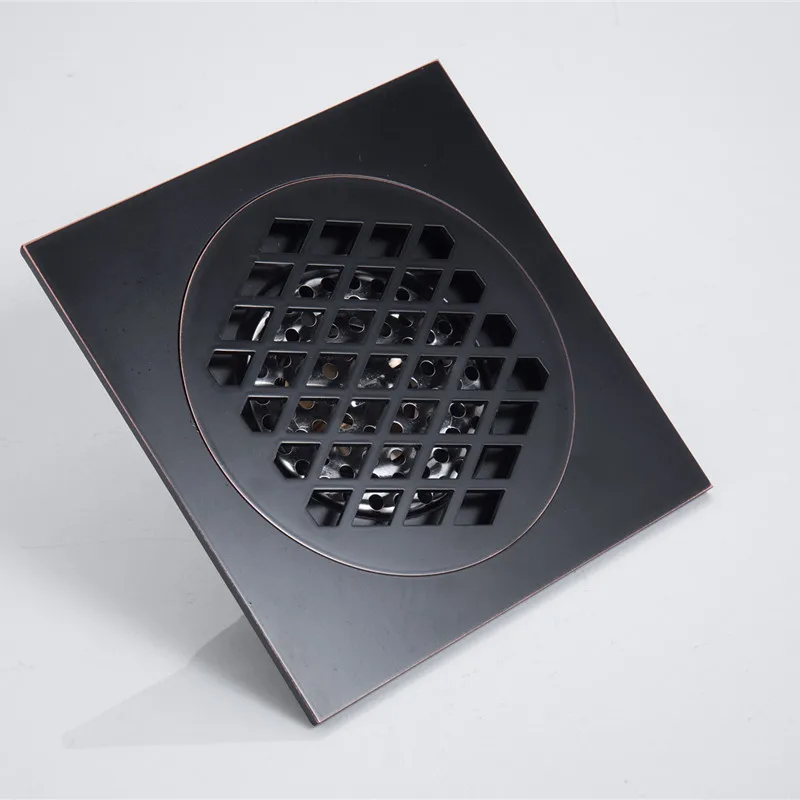 Black/Silver Floor Drains Brass Bathroom Shower 15*15cm Euro Style Deodorant Floor Drain Wire Strainer Carved Cover Waste Drain