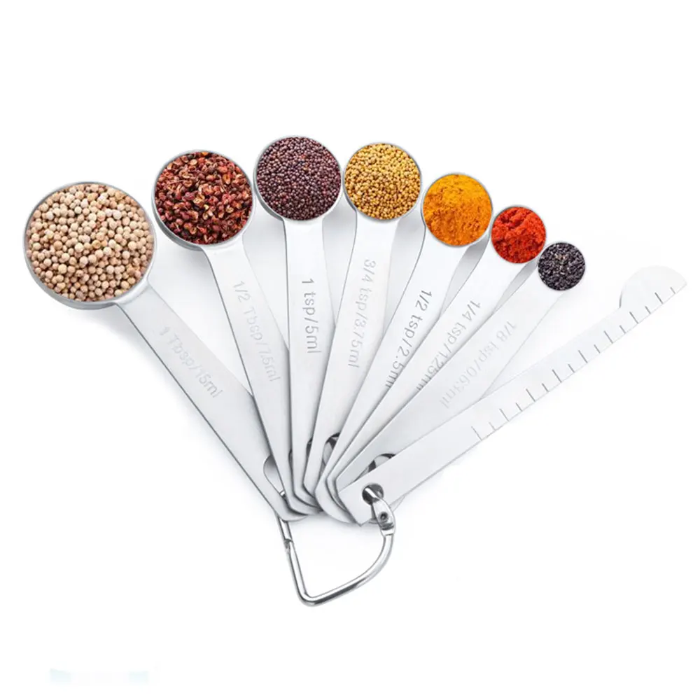 ECH.APR Multipurpose Food-grade Stainless Steel Measuring Spoon Coffee Powder Spice Measure Scoop 8pcs/set Kitchen Baking Tools