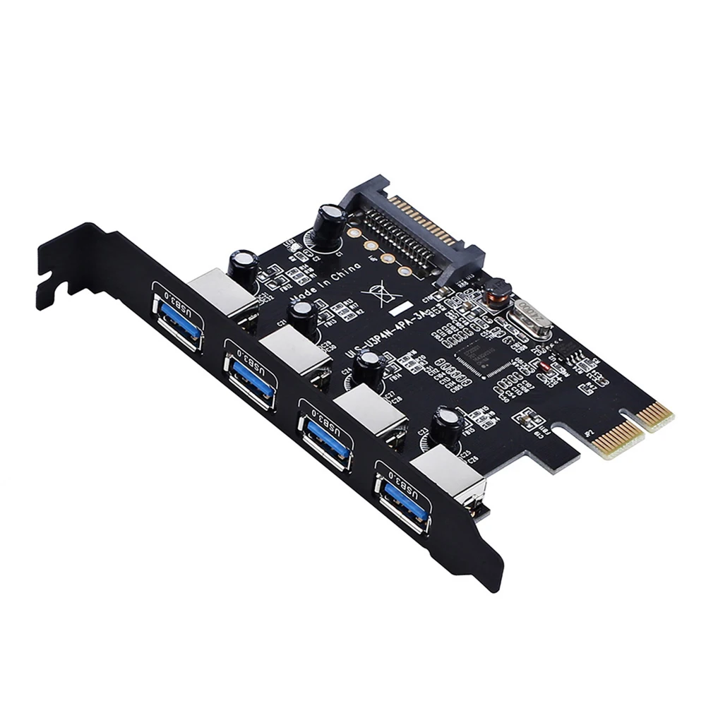 Pcie To USB 3.0 HUB Adapter 4 Port USB3.0 Expansion Card with NEC UPD720201 Chip Converter Extension Sata Cable for Computer