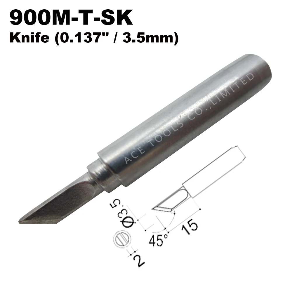 

Soldering Tip 900M-T-SK Knife 3.5mm for Hakko 936 907 Milwaukee M12SI-0 Radio Shack 64-053 Yihua 936 X-Tronics 3020 Iron Bit