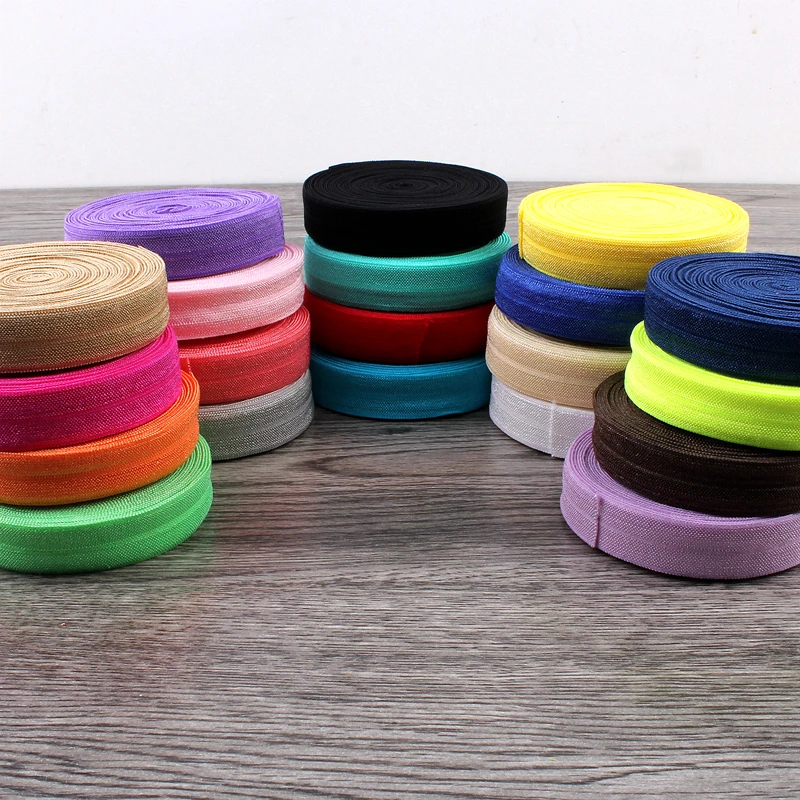 10 Yards Fold Over Elastic 5/8\'\' 15mm Stretch Foldover FOE Elastics Ribbon by The Yard for Headbands Hair Ties