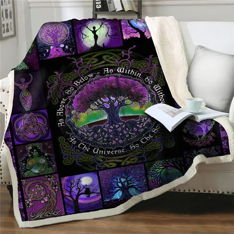 

3D Printed Blanket Gorgeous purple tree soft flannel Blankets Throw Soft Sherpa Fleece Plush Blanket Couch Quilt Cover Bedspread