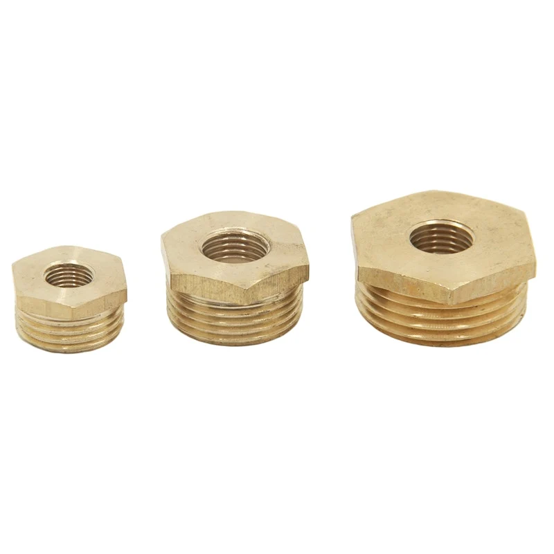 Brass Hex Bushing Reducer Pipe Fitting 1/8 1/4 3/8 1/2 3/4 Threaded Reducing Copper Water Gas Adapter Coupler Connector