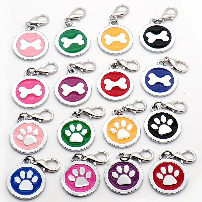 Wholesale 100 pcs Paw Shape Dog Collar Alloy Plate Cat Tag Pet Dog Collar Accessories ID tag Name Telephone Personalized