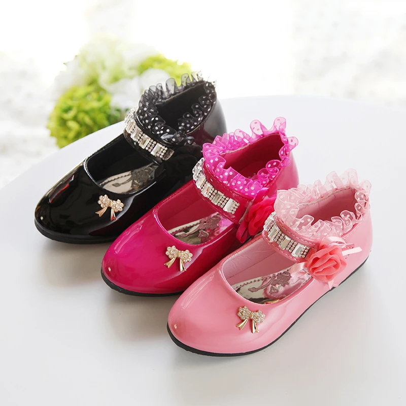 2020 New Children Elegant Princess PU Leather Sandals Kids Girls Wedding Dress Party Beaded Shoes For Girls