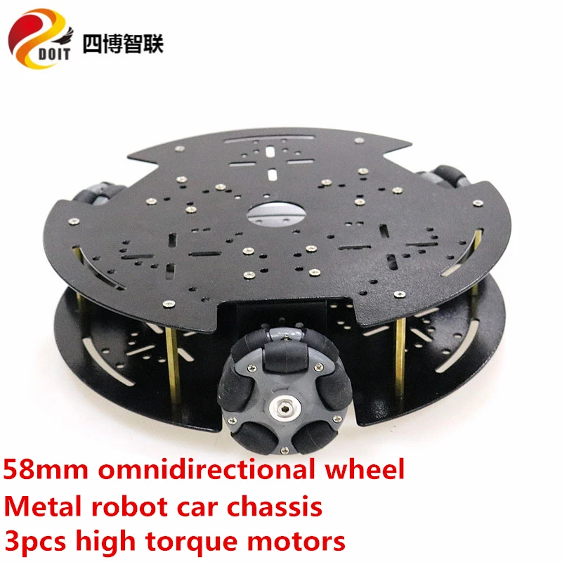 SZDOIT 58mm Nylon Omnidirectional Wheel Double Layer 3WD Metal Smart Robot Tank Car Chassis Kit 9V/12V DC Motor DIY For Arduino