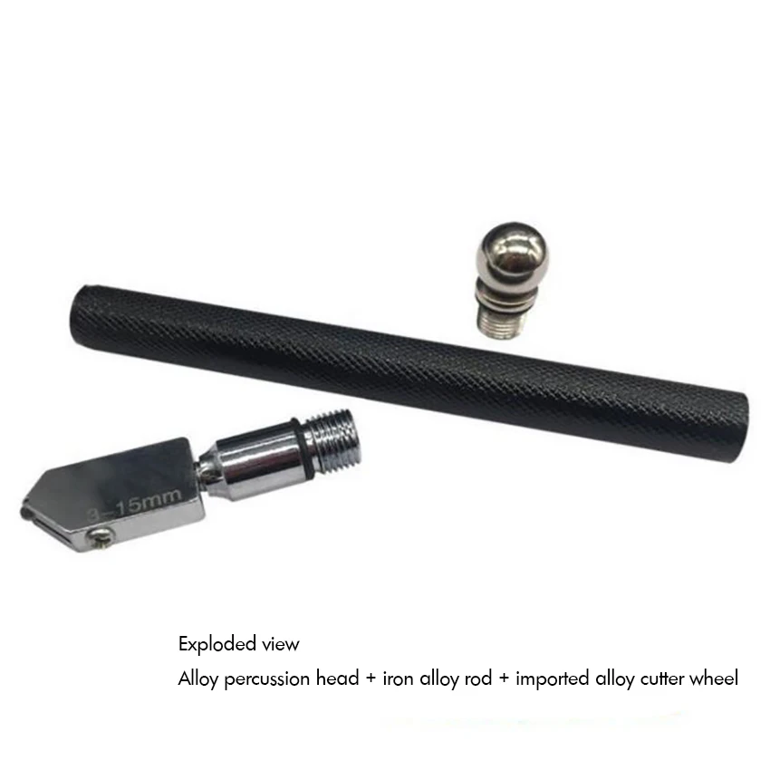 Glas Cutter 3mm-15mm Schwarz Bleistift Öl Feed Hartmetall Spitze Glas Cutter Metall Griff Schneiden Werkzeug für dicke Glas Fliesen Spiegel