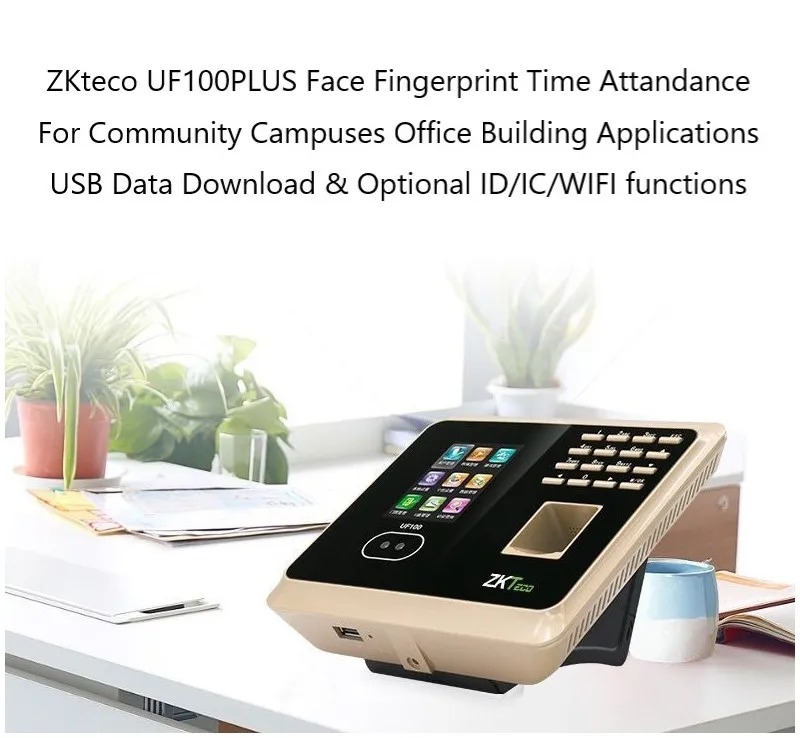 ZK UF100Plus Facial Fingerprint Identification Time Attendance Terminal Face Recognition WIFI TCP/IP with Color Camera