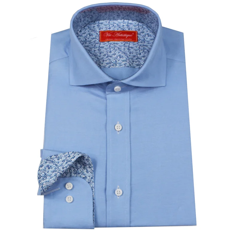 

custom tailor made Men's bespoke dress shirts business formal wedding blouse bespoke blouse 100% cotton baby blue free ship