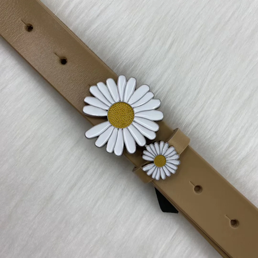 Small Daisy PU ladies Belt Alloy Fashion Simple Trend Decoration Thin Belt Korean Version with skirt Shirt Waist Belt