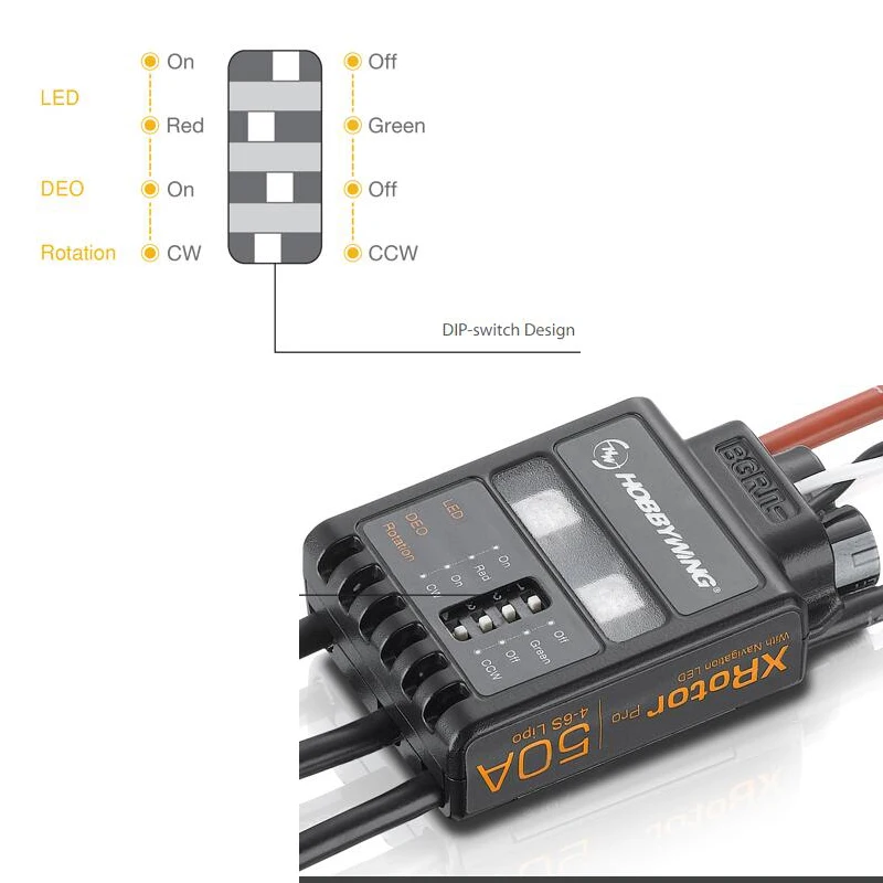 

2PCS Hobbywing XRotor Pro 50A 2-6S ESC Brushless Motor Speed Controller for Quadcopter Aircraft