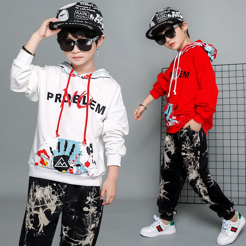 

Boys Individual Clothing Set Children's Streetwear Clothes 2 Pcs Kids Graffiti Priting Hoodies Sweatshirt + Pants Tracksuit P94