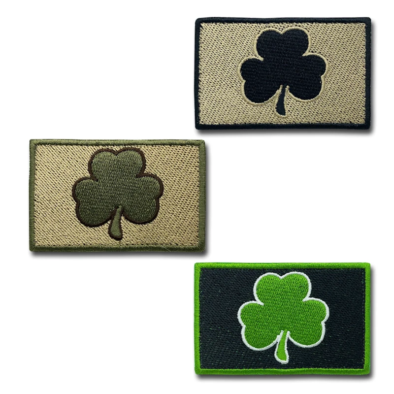 Shamrock Lucky clover patch ricamato creatività Badge Hook and Loop Armband 3D Stick on Jacket zaino Stickers