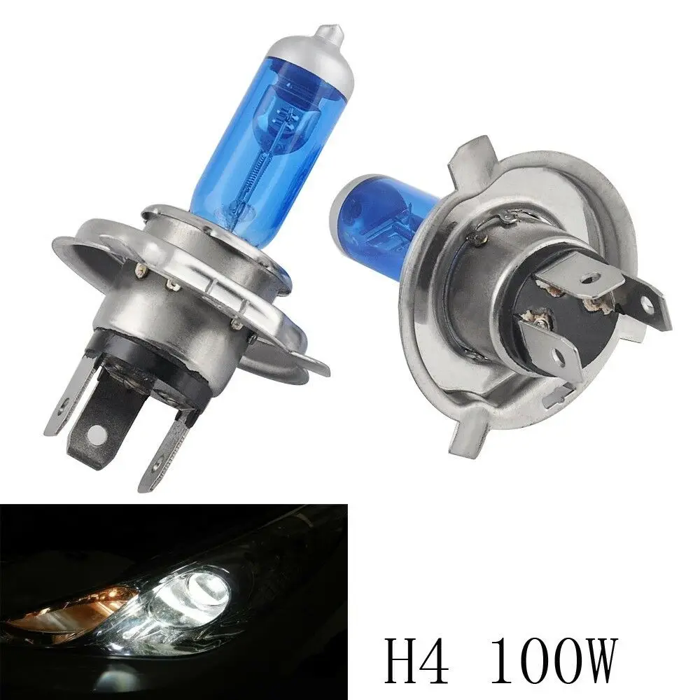 

2X H4 9003 Xenon Ultra White 100W 12V 5000K Bright Halogen Headlight Bulb Lamp