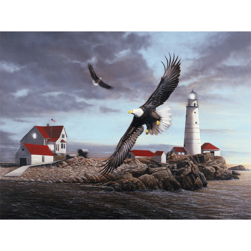 

1000Pcs/set Paper Jigsaw Puzzles Coastal Scenery with House Eagles Lighthouse Puzzles for Kids Adults NSV775 커먼하우스 Puzzle Phare