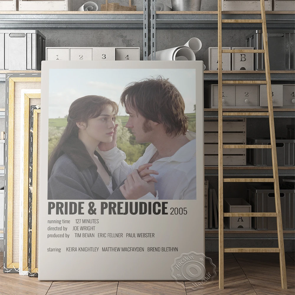 ملصق فيلم Pride & Prejudice، صورة جدارية لغطاء كتاب جين أوستن، لوحة جدارية على شكل فيلم عتيق، مجموعة المشجعين المطبوعات الفنية