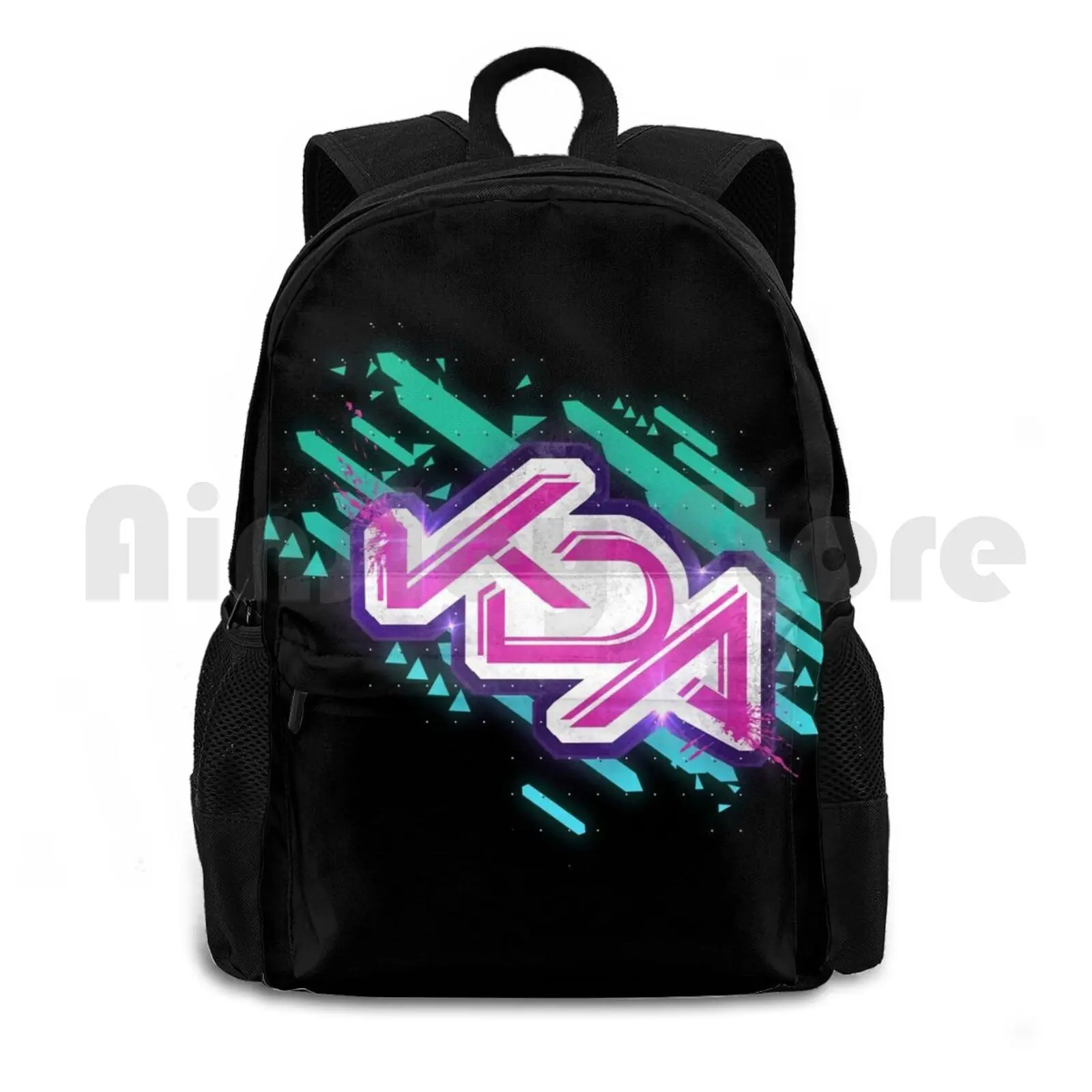 Kda Glitched Outdoor Hiking Backpack Waterproof Camping Travel Kda K D A Leauge Of Legends Kpop K Pop Ahri Akali Evelynn