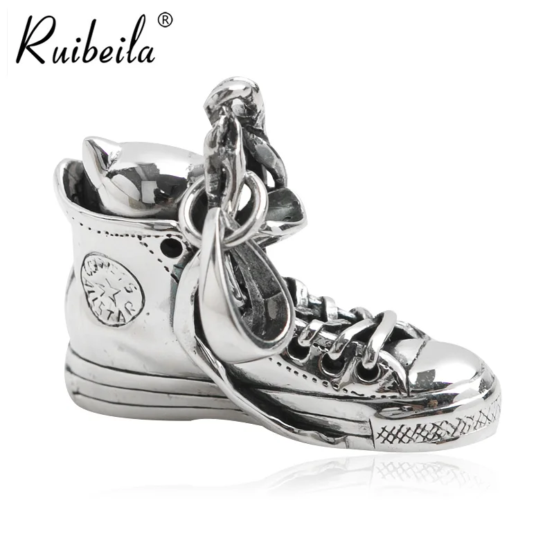 Ruibeila S925 silver creative personality shoes hidden cat pendant men and women retro punk necklace gift R01030212