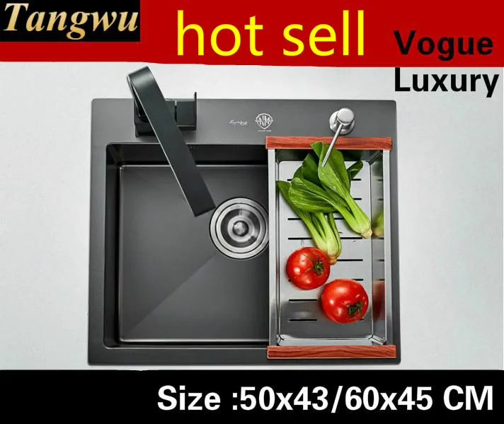 

Free shipping Home vogue kitchen manual sink single trough wash vegetables 304 stainless steel small 500x430/600x450 MM