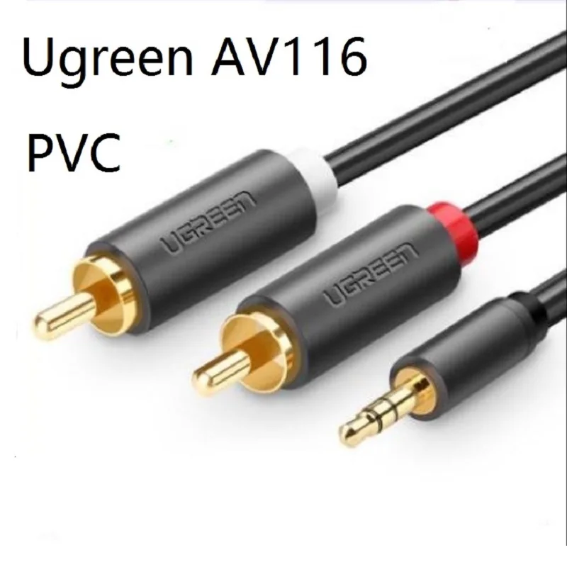 Ugreen Cabo de áudio RCA 3,5 mm Jack 2 macho para 3,5 linha de áudio Aux para home theater fone de ouvido PC