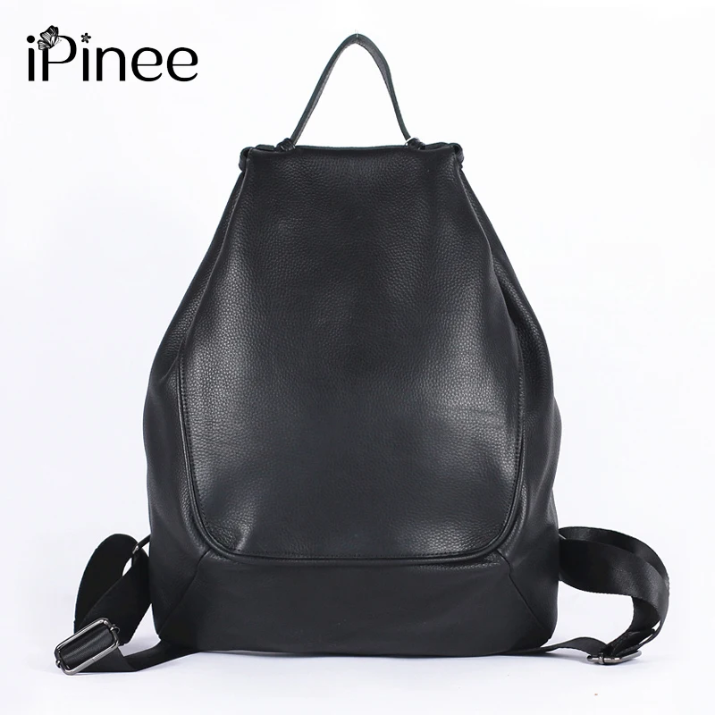 

iPinee 100% натуральная коровья кожа, черный, коричневый, женский дизайнерский рюкзак для девочек, верхний слой из воловьей кожи, сумка для книг Mochila