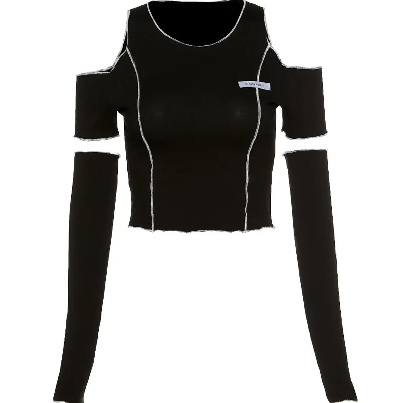 Frauen Emo Punk T-Shirts Egirl Rock Tops mit Handschuhen Hip Hop Goth Tank Y2k ästhetische Techwear dunkle Kleidung Party