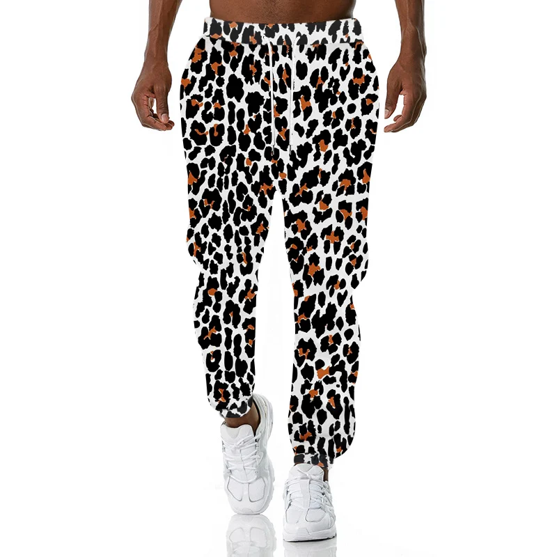 Mens Jogger Oversized Trousers Leopard Pattern Sports Pants Unisex Comfortable Sweatpants PA12