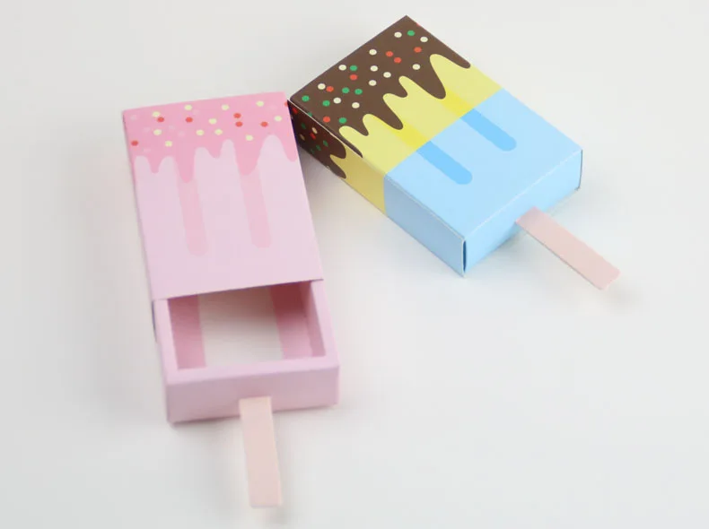 

50Pcs/lot Chocolate Icecream design Paper gift box For Cookie box and Candy favor box gift For Baby souvenirs Party favor box