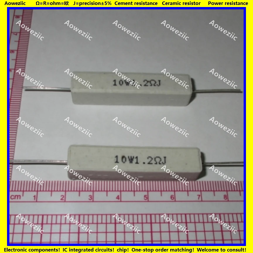 

10Pcs RX27 Horizontal cement resistor 10W 1.2 ohm 1.2 RJ 10W1R2J 10W1.2RJ ohm Ceramic Resistance precision 5% Power resistance