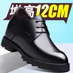 Nowe męskie buty zwiększające wysokość niewidoczne buty zwiększające wysokość 12cm brytyjskie buty na koturnie Business Casual Men