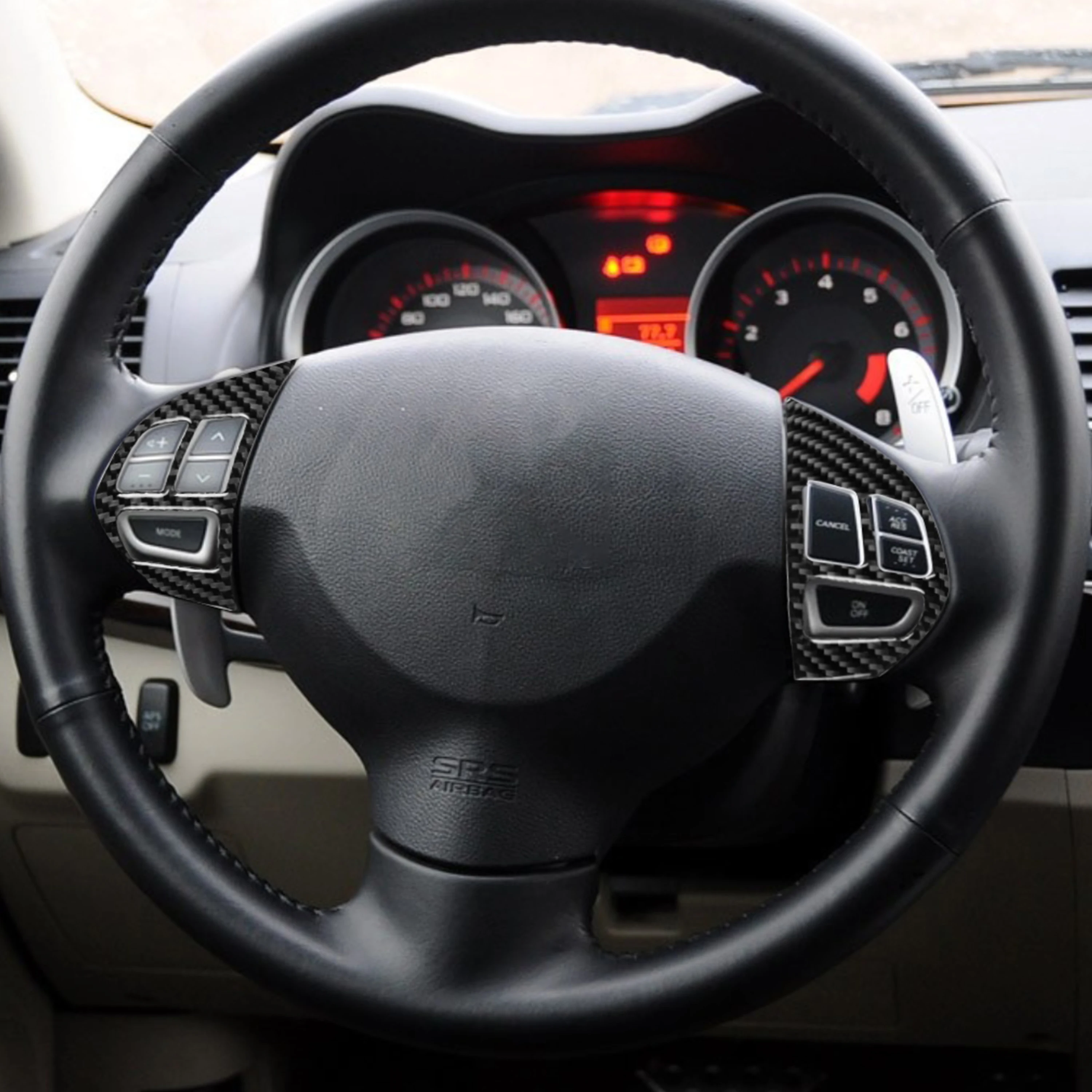 For Mitsubishi Lancer GTS ES DE 2008-2015 Carbon Fiber Steering Wheel Panel Switch Button Sticker Cover Trim Car Accessories