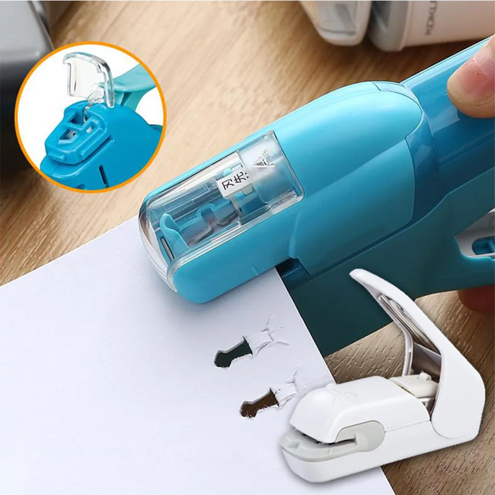 Mini cucitrice meccanica manuale sicura senza graffette senza graffette capacità di 7 fogli senza graffette per rilegatura carta ufficio scuola