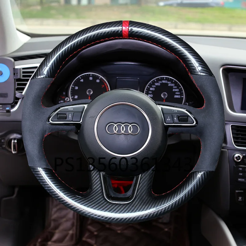 For Audi A3 A4L A5 A7 S3 5 Sports Edition Flat-bottomed Handstitched Steering Wheel Cover