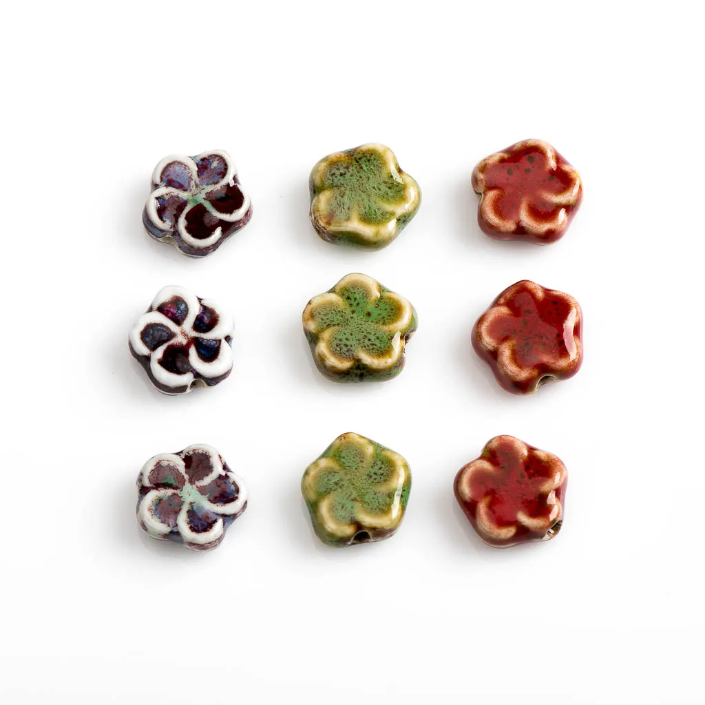 16# 10pcs Flower Shape Ceramic Beads Colorful Porcelain Bead For Jewelry Making Part For Bracelet Necklace Accessories #XN055