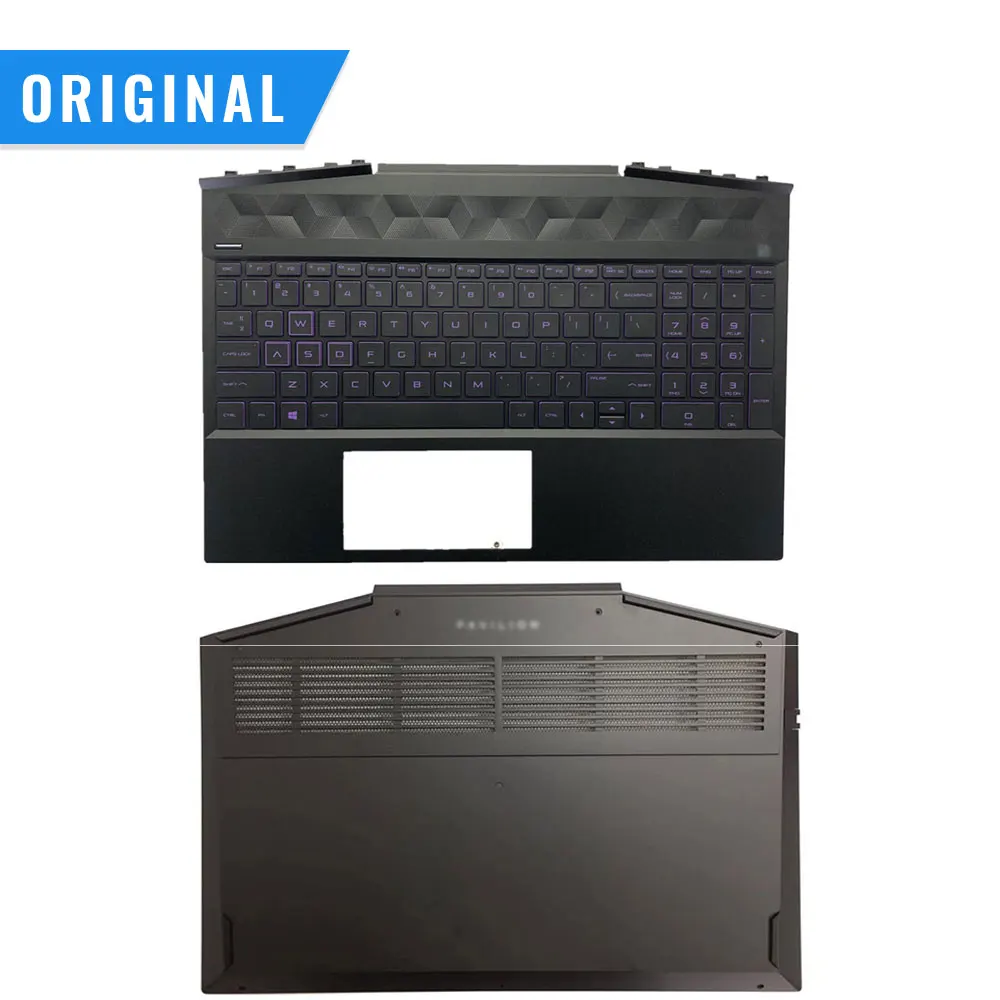 

For Pavilion 15-DK Series Laptop Palmrest Backlit keyboard/Bottom Case Silver Green Purple L57593-001 AP2K8000320 AP2K8000300