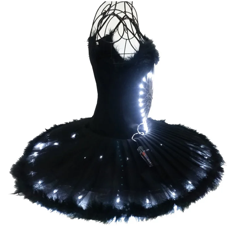 Led black ballet skirt costumes luminous puff skirt dance dress opening dance school art group performance clothing