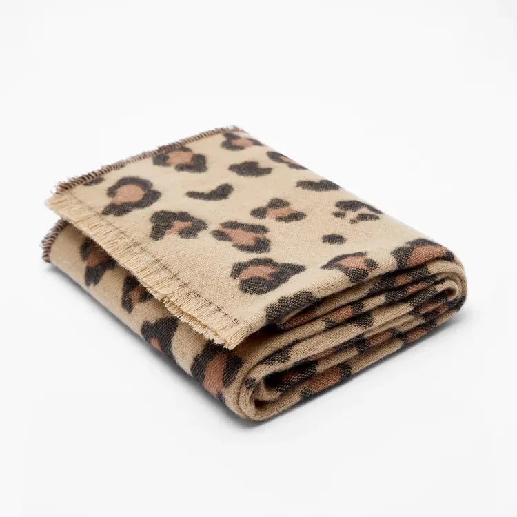 Bufanda cálida de Cachemira para mujer, Foulard de leopardo, chal grueso y suave con borlas cortas, estola larga, Invierno