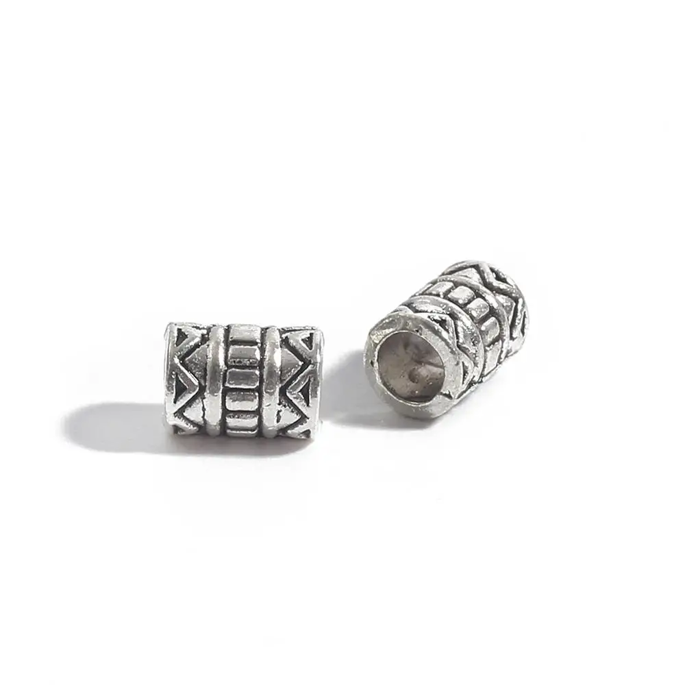 50/100pcs 5-12mm Antique Silver Plated Tone Column Tube Spacer Metal Beads For Bracelet Necklace Jewelry Making DIY Findings