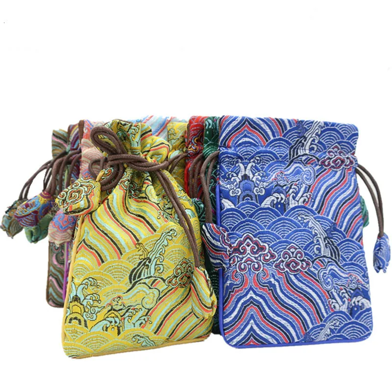 Latest Small Craft Cloth Drawstring Bags Jewelry Gift Pouch Chinese style Silk Brocade Lavender Sachet Packaging Bag Coin Pocket