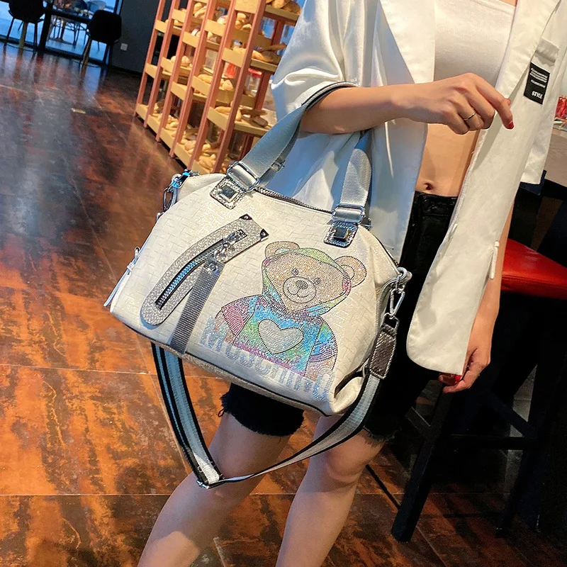 Brand Luxury Rhinestone Designer Women Handbag New Fashion Diamond Crossbody Bag High Capacity Cute Bear Shoulder Bag Sac A Main