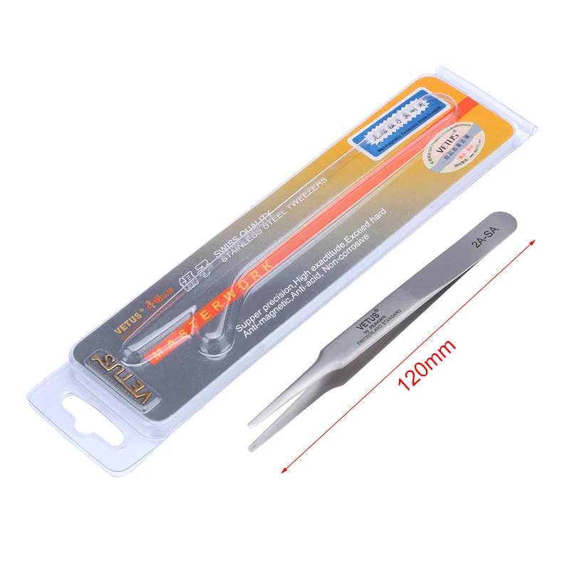 Vetus Precision Anti-magnetic Tweezers 2A-SA 5A-SA 5B-SA 6A-SA 27-SA Steel Curved Straight Tip Pincet Phone Repair Hand Tools