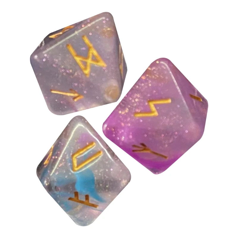 2024 Top 8-Sided Rune Dices Resin Assorted Polyhedral Dices Set Polyhedral Divination Table Board Roll Party Playing Game Dices