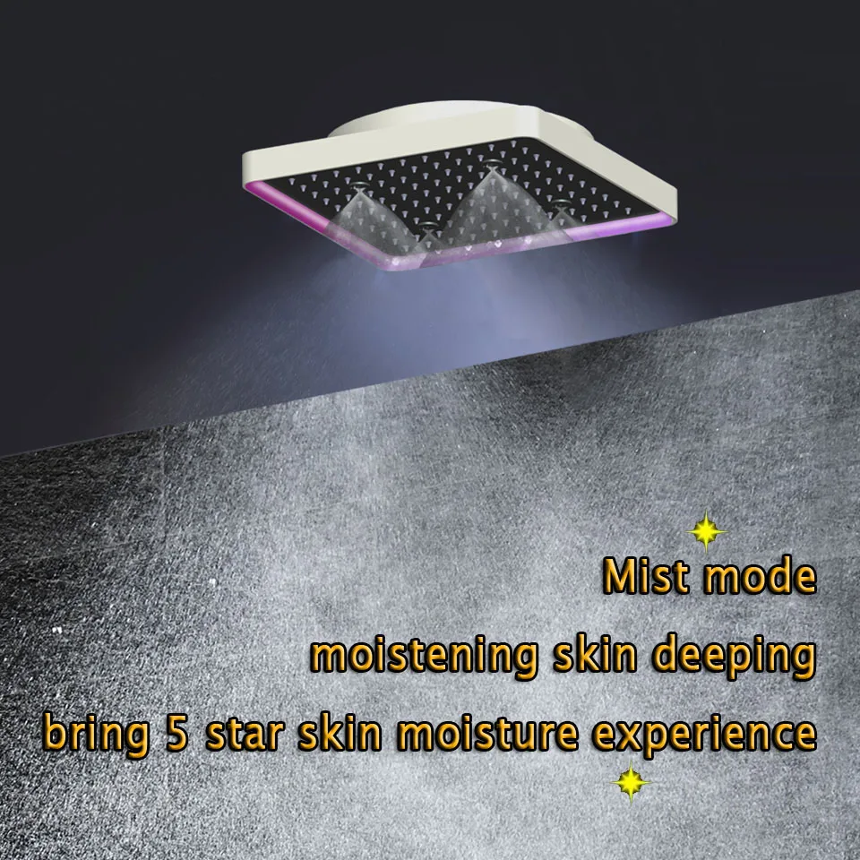 LED Ceiling Shower Head Square 300 SUS304 Stainless Bathroom multifunctional Matt black Products Rain Mist Overhead Shower