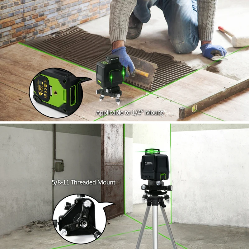 Clubiona Green Laser Level with Tripod Set 12 Lines 3D Self-Leveling 360 Horizontal And Vertical Cross Super Powerful Laser Beam