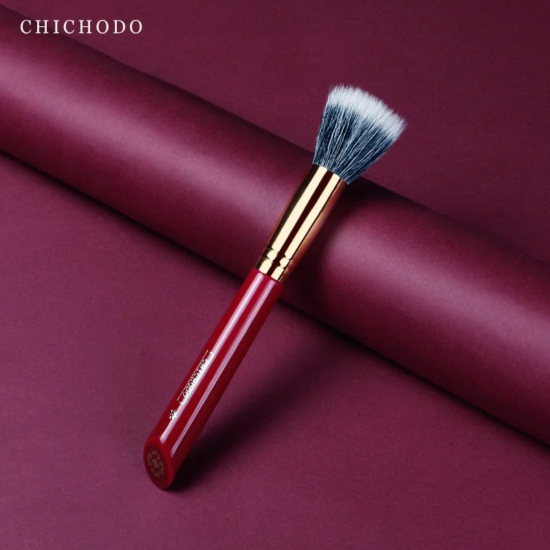 CHICHODO Luxury Makeup Brush Stippling Blush Brush High Quality Soft Brush Made of Animal Hair- Red Rose Series 009